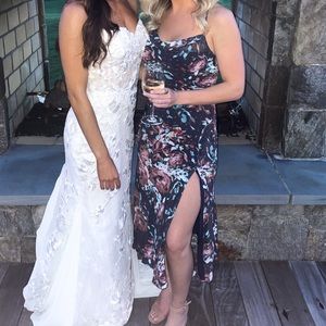 Navy blue floral midi dress